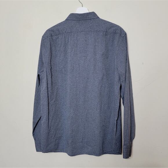 Banana Republic Untucked Standard-Fit Flannel Shirt size Large Navy - Picture 3 of 7